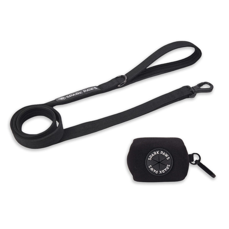 Leash and Poop Bag Holder Set - Black